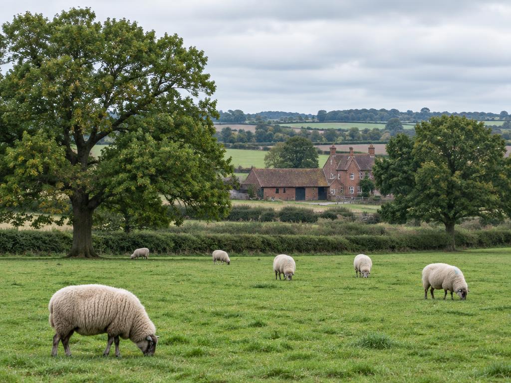 Sheep grazing in the pasture at Oakland Farm